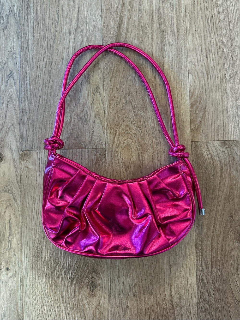 Metallic Pink Purse with adjustable strap